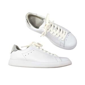 Tory Burch Howell Court Sneakers Leather White Silver Lace-Up 79646 101 Size 7